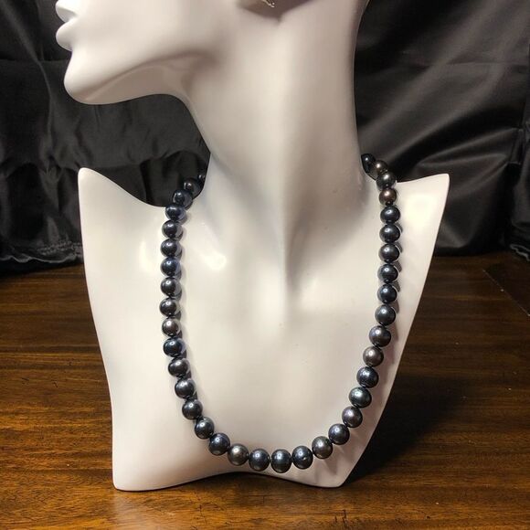 Hand Knotted PEACOCK PEARLS w Sterling Silver Lobster Claw Clasp 18 inches long - Picture 11 of 17